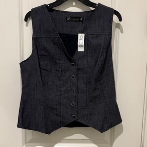 New York & Company Navy Denim Vest